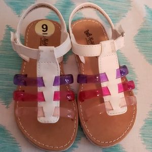 Size 9 White and Multicolored stripes Sandals